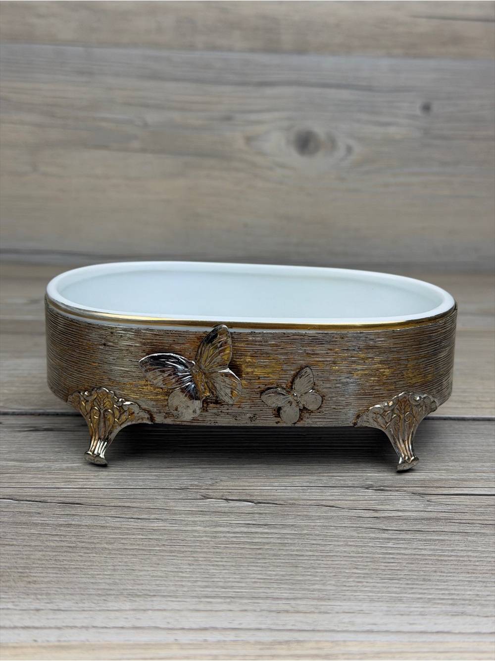 Vintage MCM Stylebuilt 24K Gold Plated Butterfly Soap Dish